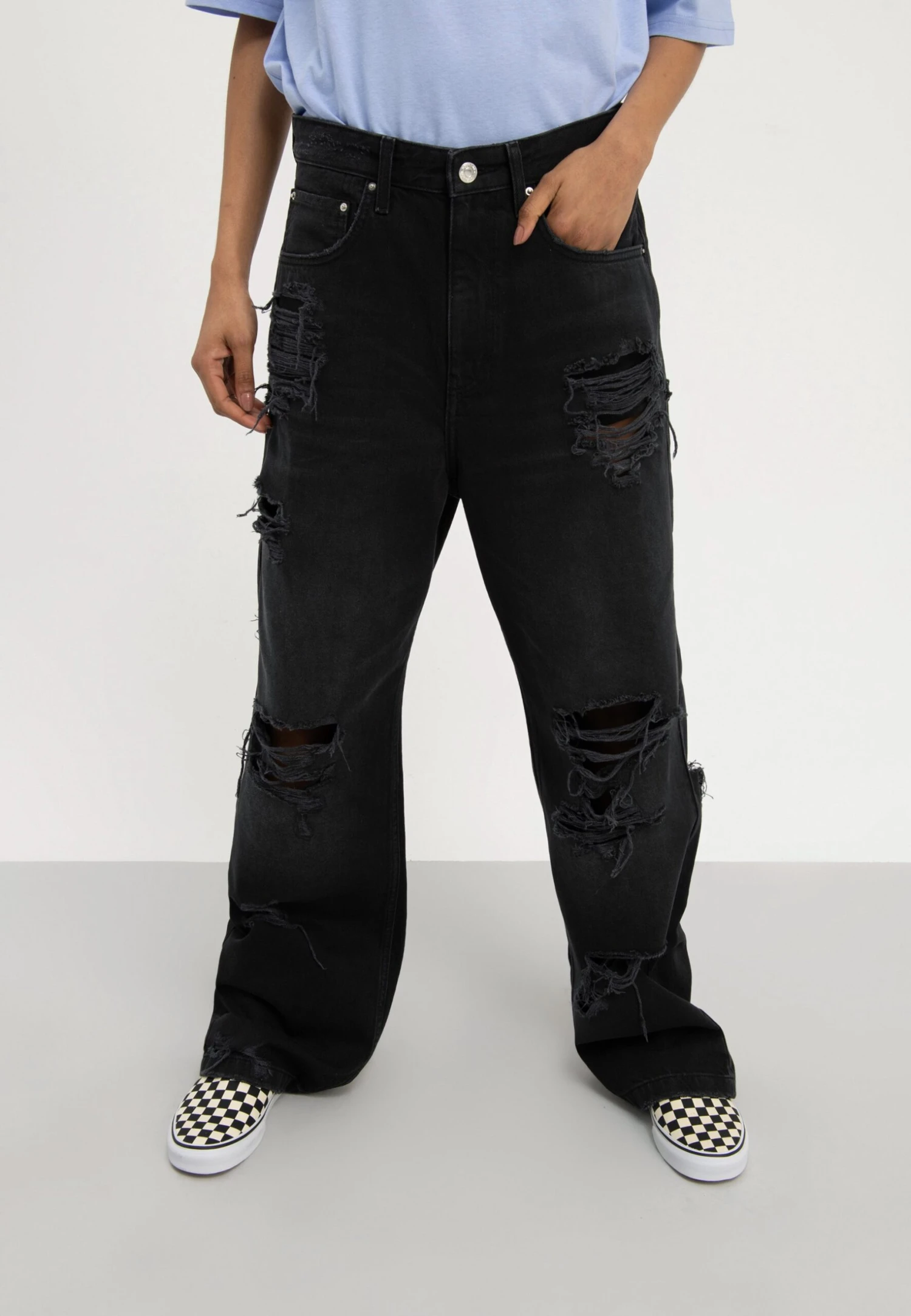 YOURTURN Unisex - Relaxed Fit Jeans - Black Denim 1 YOURTURN Unisex - Relaxed Fit Jeans - Black Denim