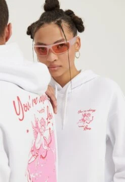 YOURTURN Heart Back Print Relaxed Hoodie Unisex - Hoodie - White -YOURTURN Winkel 2f28041d88624843b87a97958255bb0a