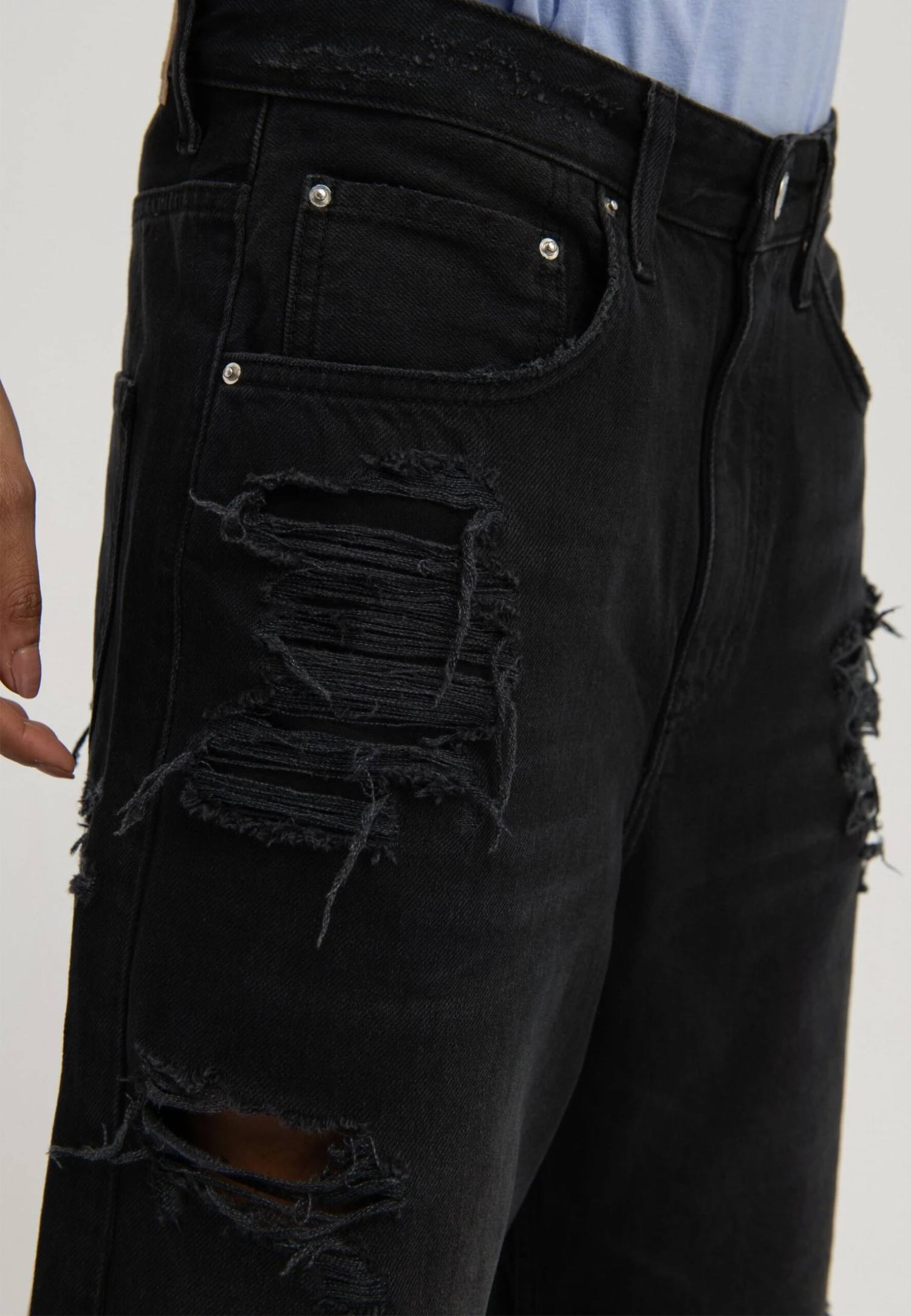 YOURTURN Unisex - Relaxed Fit Jeans - Black Denim 7 YOURTURN Unisex - Relaxed Fit Jeans - Black Denim - Afbeelding 7