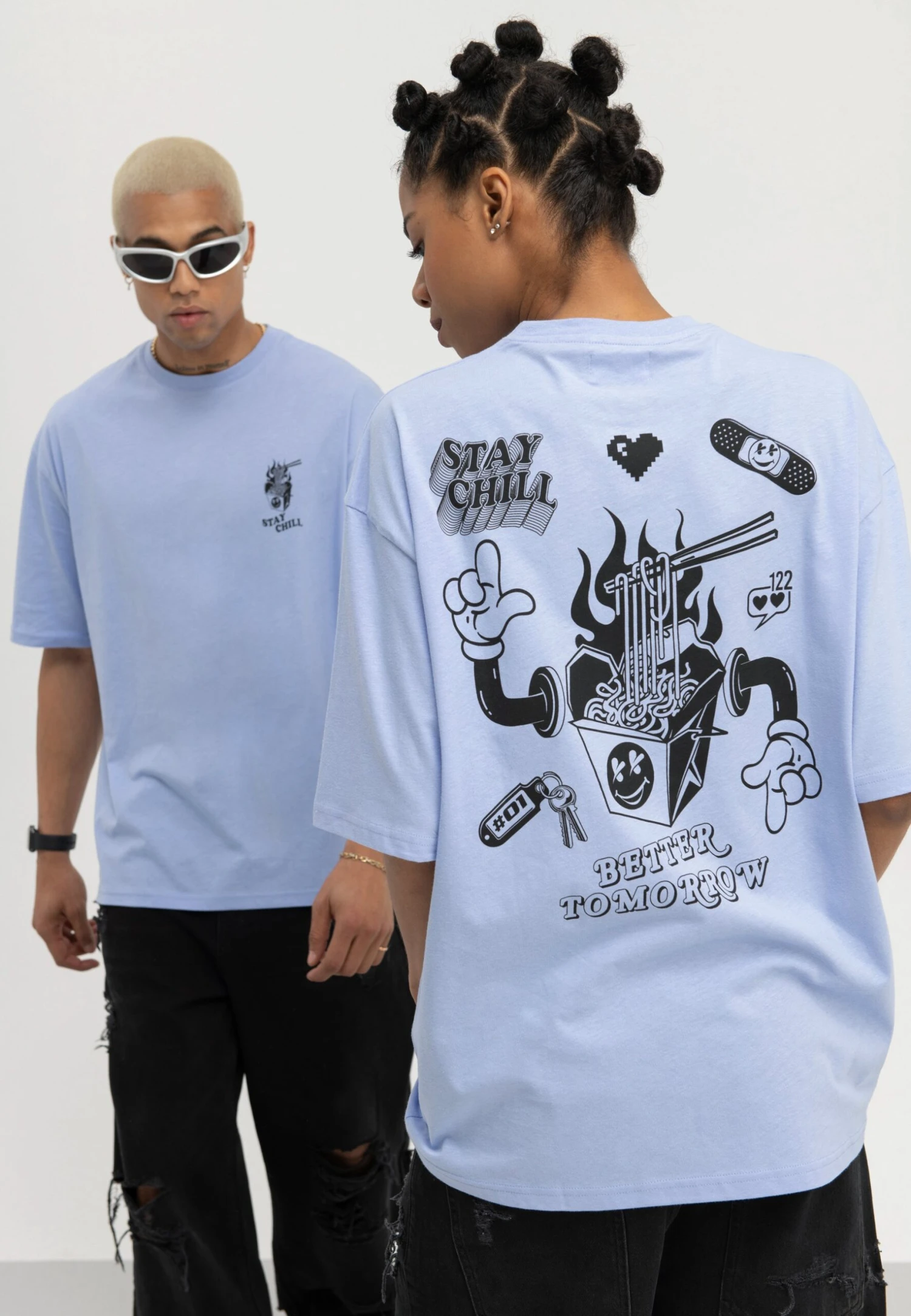 YOURTURN Unisex - T-Shirt Print - Light Blue 1 YOURTURN Unisex - T-Shirt Print - Light Blue