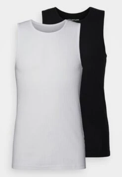 YOURTURN Slim Fit Ribbed Tank Unisex 2 Pack- Top - White/Black -YOURTURN Winkel 9bef1e2c291b408494d2cd2eeb9b8cc1