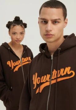 YOURTURN Unisex - Sweater Met Rits - Dark Brown -YOURTURN Winkel aca6093816a1461ab9b0c0a451d461c7
