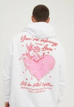 YOURTURN Heart Back Print Relaxed Hoodie Unisex - Hoodie - White -YOURTURN Winkel ce0ba314ea484cd1bc8cf5b8dacbcec9